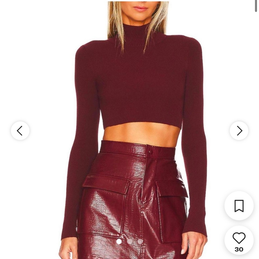 NBD Maroon Long Sleeve Crop Top Sz Small